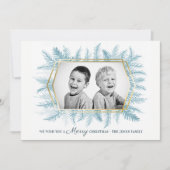 Winter altijdgroene blad waterverf blauw feestdagenkaart (Voorkant)