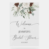 Winter altijdgroene elegante bruidswelkom acryl bord (Voorkant)