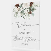 Winter altijdgroene elegante bruidswelkom acryl bord (Hoek)