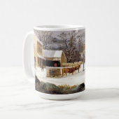 Winter Americana Horses Sleigh Town Oxen Mok (Voorkant links)