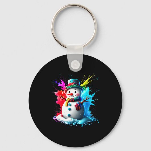 Winter And Snow Christmas A Coloured Snowman Sleutelhanger (Voorkant)