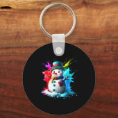 Winter And Snow Christmas A Coloured Snowman Sleutelhanger (Voorkant)