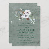 Winter Anemone Hand-Painted Bruidsmeisjes Luncheon Kaart (Voorkant / Achterkant)