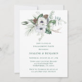 Winter Anemone Hand-Painted Engagement Party Kaart (Voorkant)