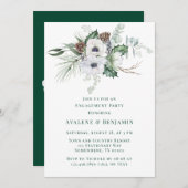 Winter Anemone Hand-Painted Engagement Party Kaart (Voorkant / Achterkant)