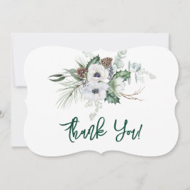 Winter Anemone Handgeschilderde bruiloft bedankkaa Kaart