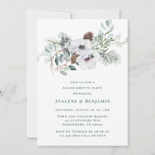 Winter Anemone handgeschilderde vrijgezellenfeest Kaart (Voorkant)