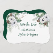 Winter Anemone Painted Wedding Save The Date Kaart (Voorkant / Achterkant)