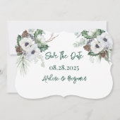 Winter Anemone Painted Wedding Save The Date Kaart (Voorkant)