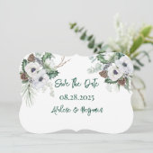 Winter Anemone Painted Wedding Save The Date Kaart (Staand voorkant)