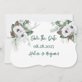 Winter Anemone Painted Wedding Save The Date Kaart