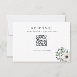 Winter Anemonen Bruiloft QR Code RSVP Kaartje