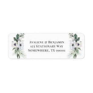 Winter Anemoon Bloemen Hand geschilderde bruiloft Etiket