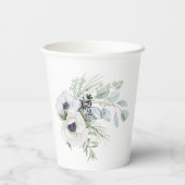 Winter Anemoon Bloemen Hand geschilderde bruiloft Papieren Bekers (Achterkant)