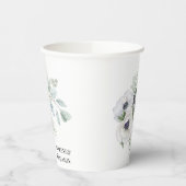 Winter Anemoon Bloemen Hand geschilderde bruiloft Papieren Bekers (Links)