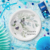 Winter Anemoon Bloemen Hand geschilderde bruiloft Papieren Bordje (Feest)