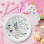 Winter Anemoon Bloemen Hand geschilderde bruiloft Papieren Bordje (Feest)