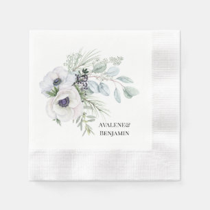 Winter Anemoon Bloemen Hand geschilderde bruiloft Servet