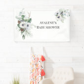 Winter Anemoon Bloemen Handgeschilderde bruiloft Spandoek (Insitu)