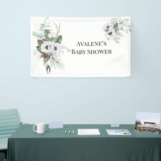 Winter Anemoon Bloemen Handgeschilderde bruiloft Spandoek (Beurs)