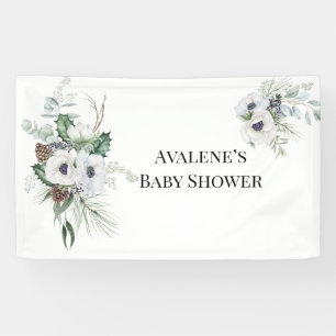 Winter Anemoon Bloemen Handgeschilderde bruiloft Spandoek