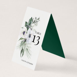 Winter Anemoon Bloemen Handgeschilderde Tafelnumme Kaart