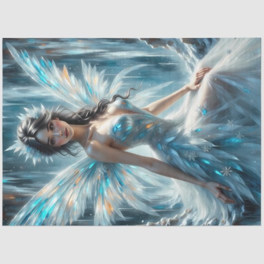 Winter Angel Fairy Ice Kingdom Fantasy Decoupage  Tissuepapier (Voorkant)