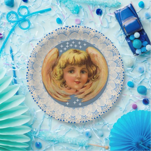 Winter Angel Lace Trim Papieren Bordje (Feest)