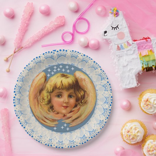  Winter Angel Lace Trim Papieren Bordje (Feest)
