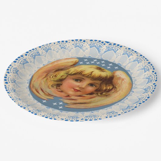  Winter Angel Lace Trim Papieren Bordje (Gekanteld)