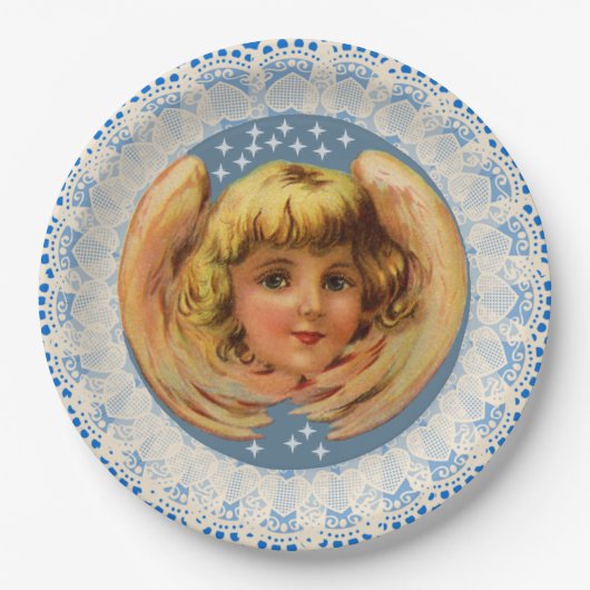  Winter Angel Lace Trim Papieren Bordje (Voorkant)