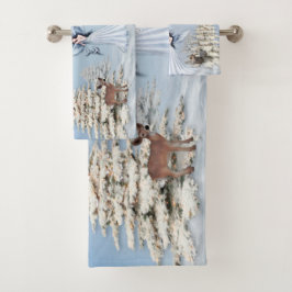 Winter Angel Scene Bath Towel Set Bad Handdoek