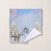 Winter Angel Scene Bath Towel Set Bad Handdoek (Wasdoekje)