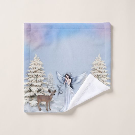 Winter Angel Scene Bath Towel Set Bad Handdoek (Wasdoekje)