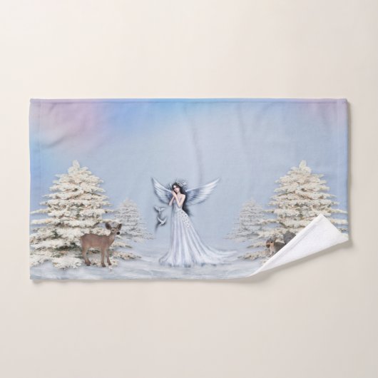 Winter Angel Scene Bath Towel Set Bad Handdoek (Handdoek)