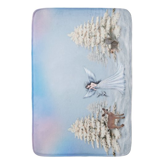 Winter Angel Scene Bathroom Bath Mat (Voorkant Verticaal)