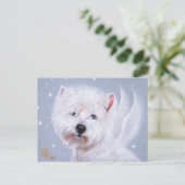 Winter Angel (Westie) Briefkaart (Staand voorkant)