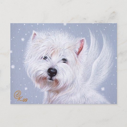 Winter Angel (Westie) Briefkaart (Voorkant)