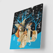 Winter Angels Square Clock Vierkante Klok (Hoek)