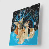 Winter Angels Square Roman Numeras Clock Vierkante Klok (Hoek)