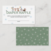 Winter Animal Baby Shower Diaper Raffle  Informatiekaartje (Voorkant / Achterkant)
