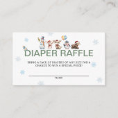Winter Animal Baby Shower Diaper Raffle  Informatiekaartje (Voorkant)