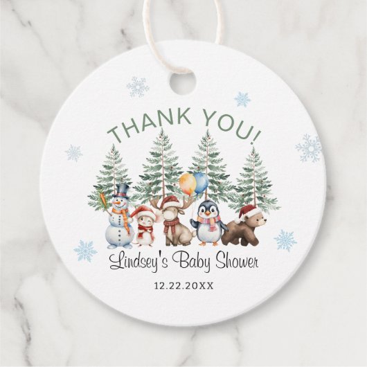 Winter Animal Baby Shower Thank You Bedankjes Labels (Voorkant)