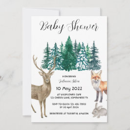 Winter Animal Forest Wonderland Baby shower Kaart