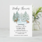 Winter Animal Forest Wonderland Baby shower Kaart (Staand voorkant)