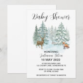 Winter Animal Forest Wonderland Baby shower Kaart (Voorkant / Achterkant)