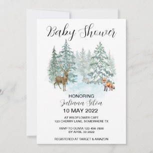 Winter Animal Forest Wonderland Baby shower Kaart