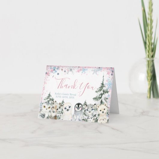 Winter Animal Gender onthullen hem of zij Bedankkaart (Voorkant)