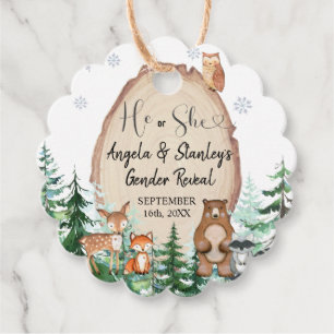 Winter Animal Gender onthullen hem of zij Woodland Bedankjes Labels