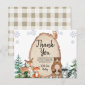 Winter Animal Gender onthullen hem of zij Woodland Bedankkaart (Voorkant / Achterkant)